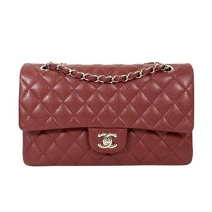 Chanel Burgundy Caviar Classic Double Flap M/L